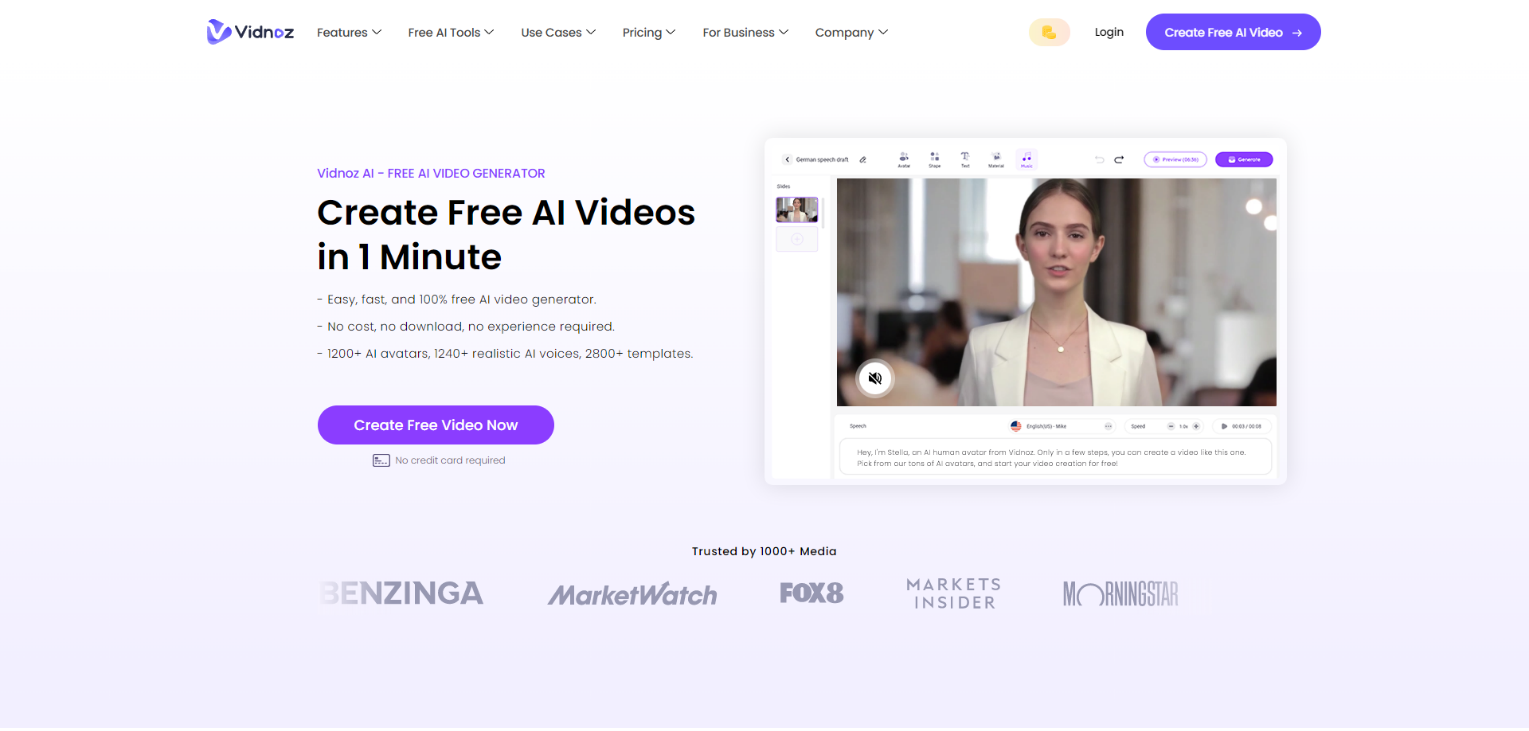 Vidnoz Review – Comprehensive Analysis of AI Video Creator